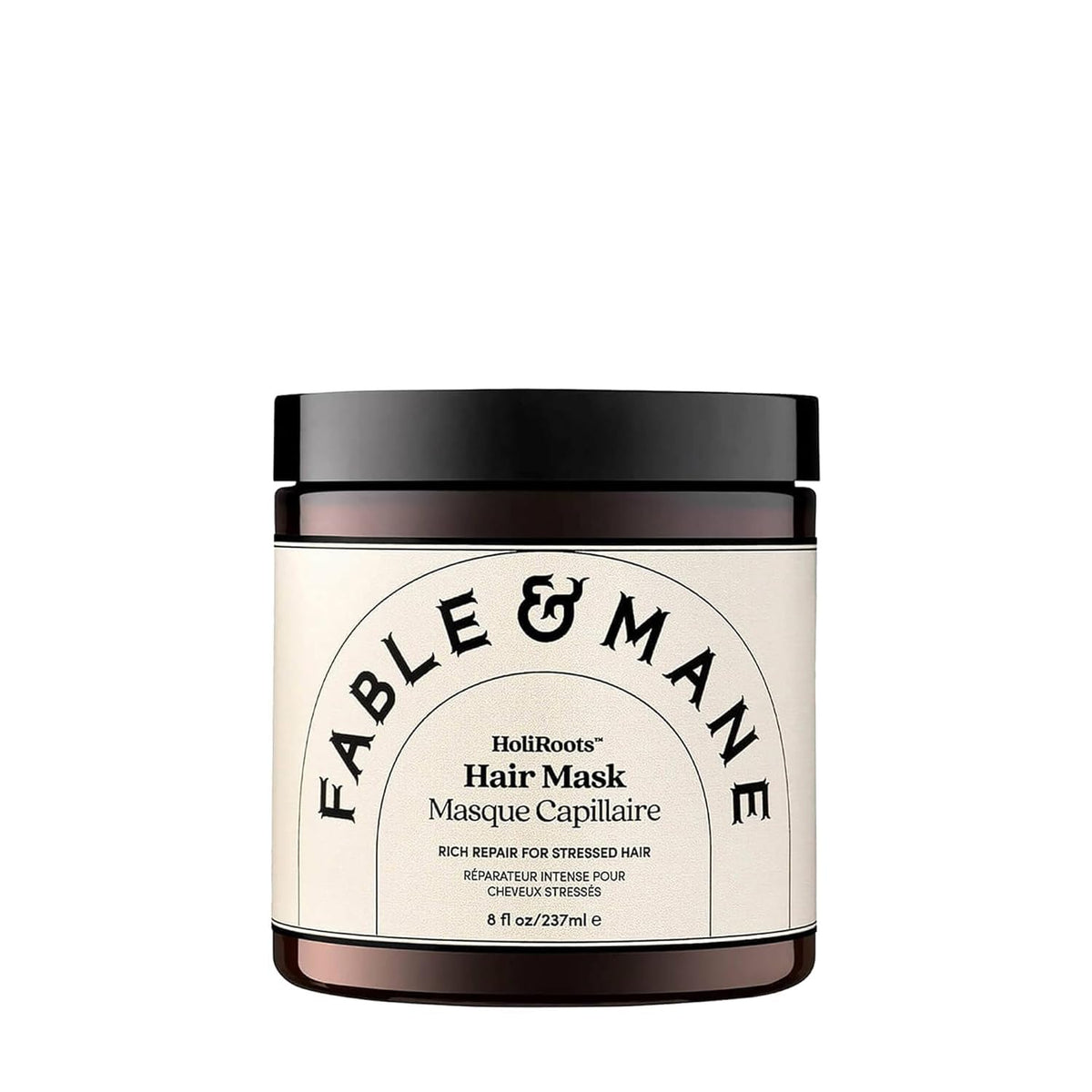 Fable & Mane Deep Moisture Mask jar close-up showing creamy texture for intense hydration