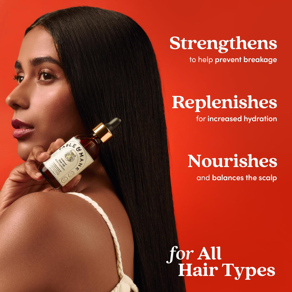 Fable & Mane HoliRoots ingredient-closeup suggests potent blend for healthier hair.