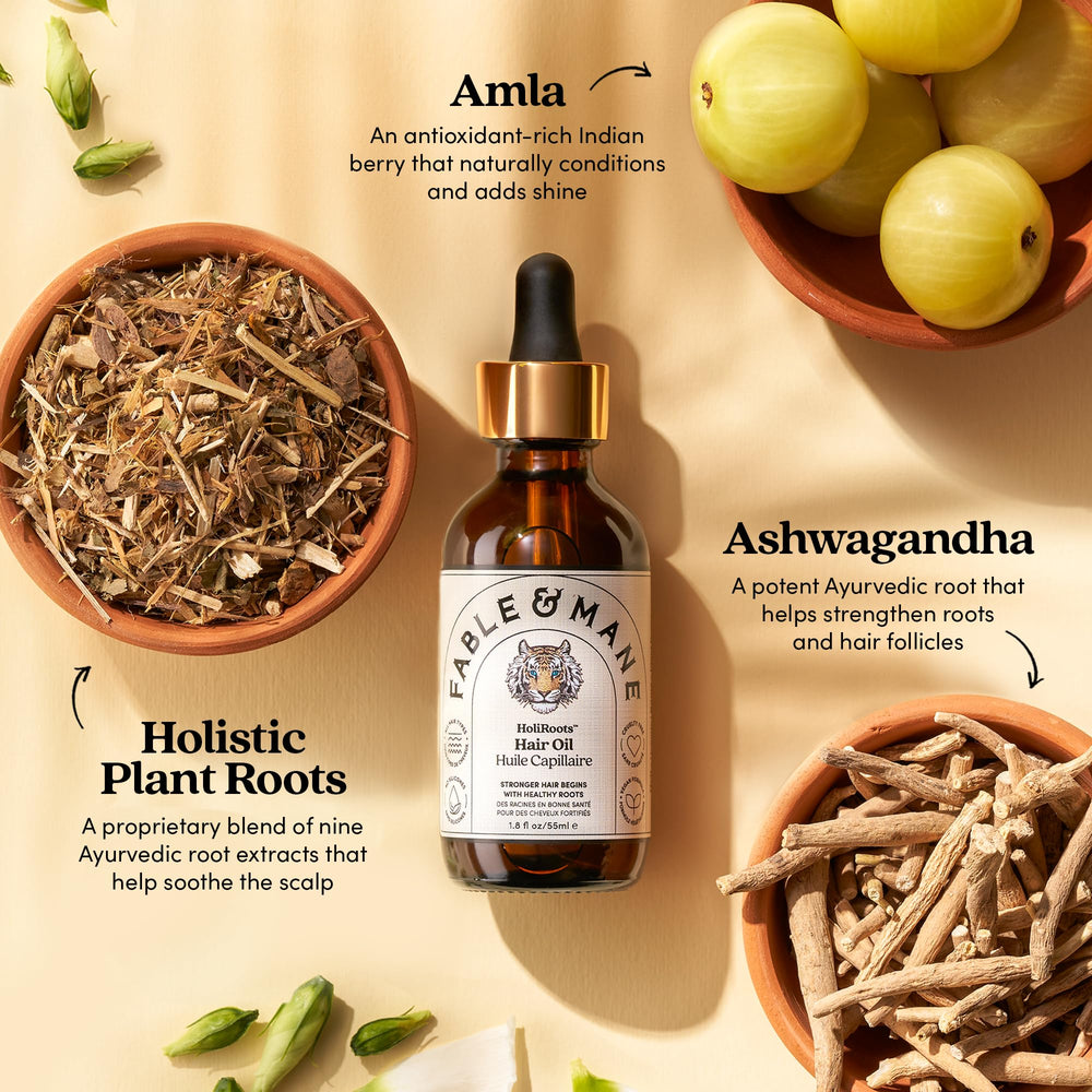 Fable & Mane HoliRoots scalp-nourishment glow highlights care for daily use.