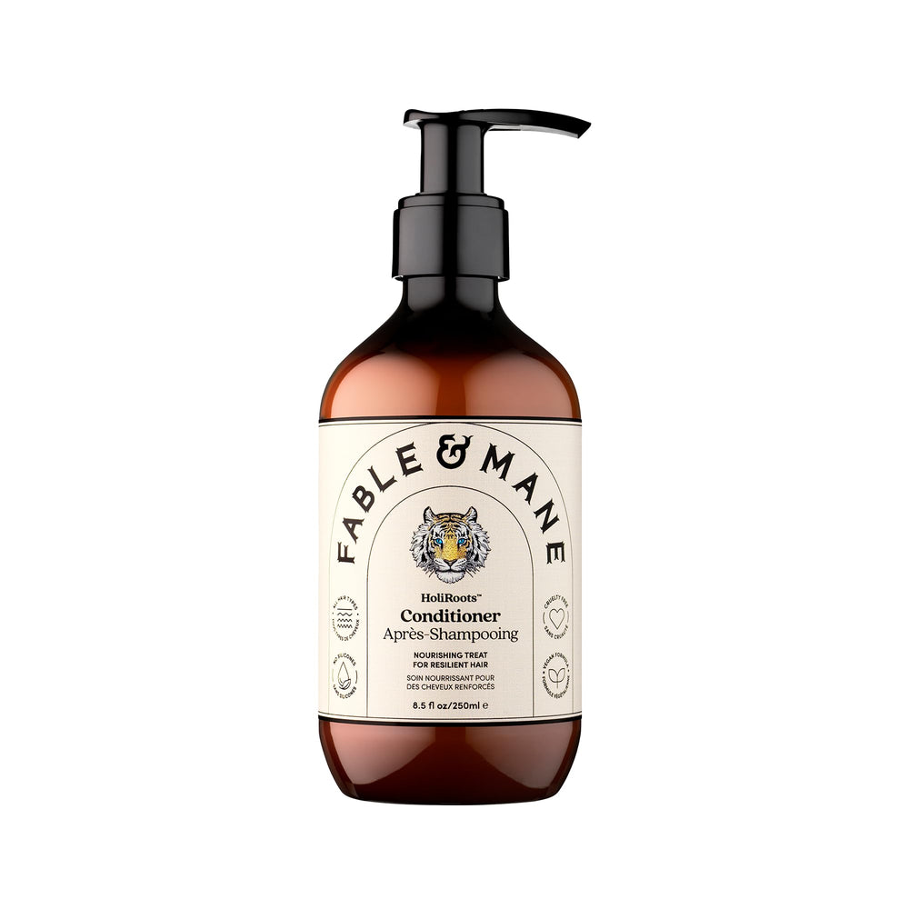 Fable & Mane Hydrating Conditioner bottle promotes nourishment for frizz-free hair