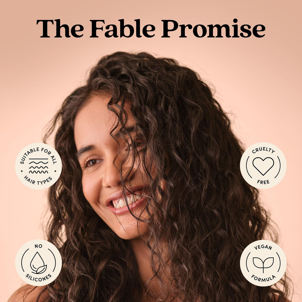 Fable & Mane silicone-free ingredients visual indicating color-safe moisture retention