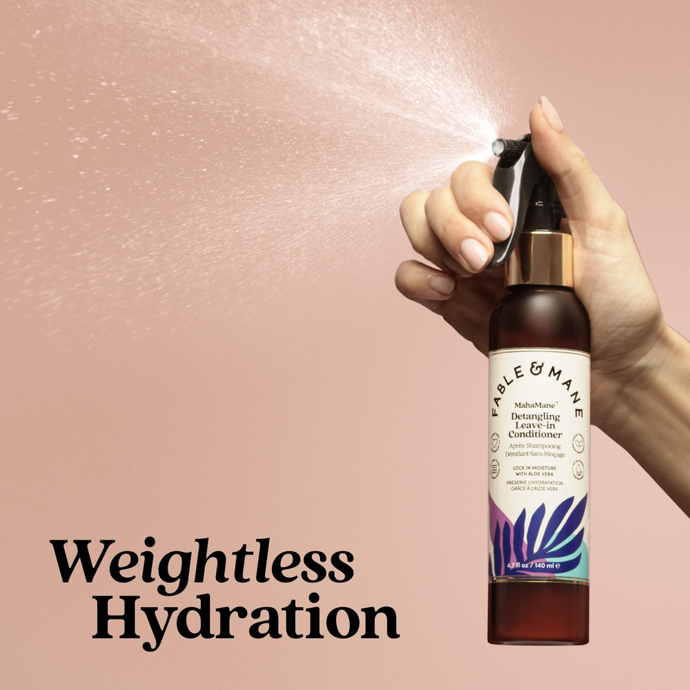 Fable & Mane silicone-free vegan label emphasizes color-safe care.
