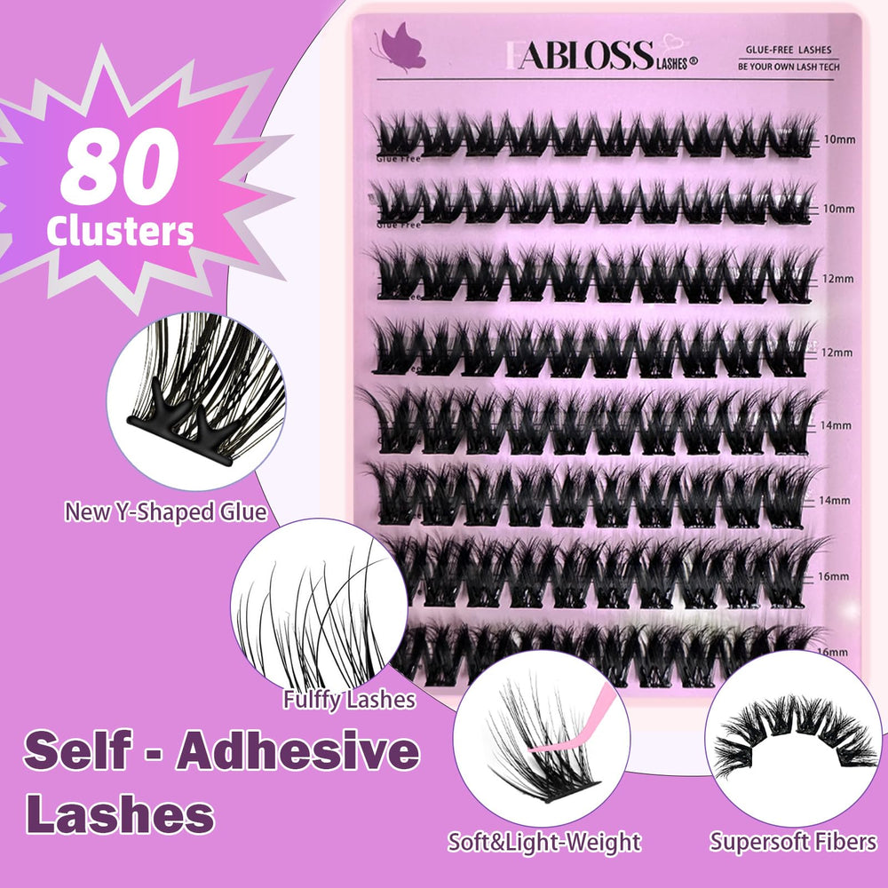 Fablosslashes preglued-lash-clusters detail shows no-glue application for time-saving routine