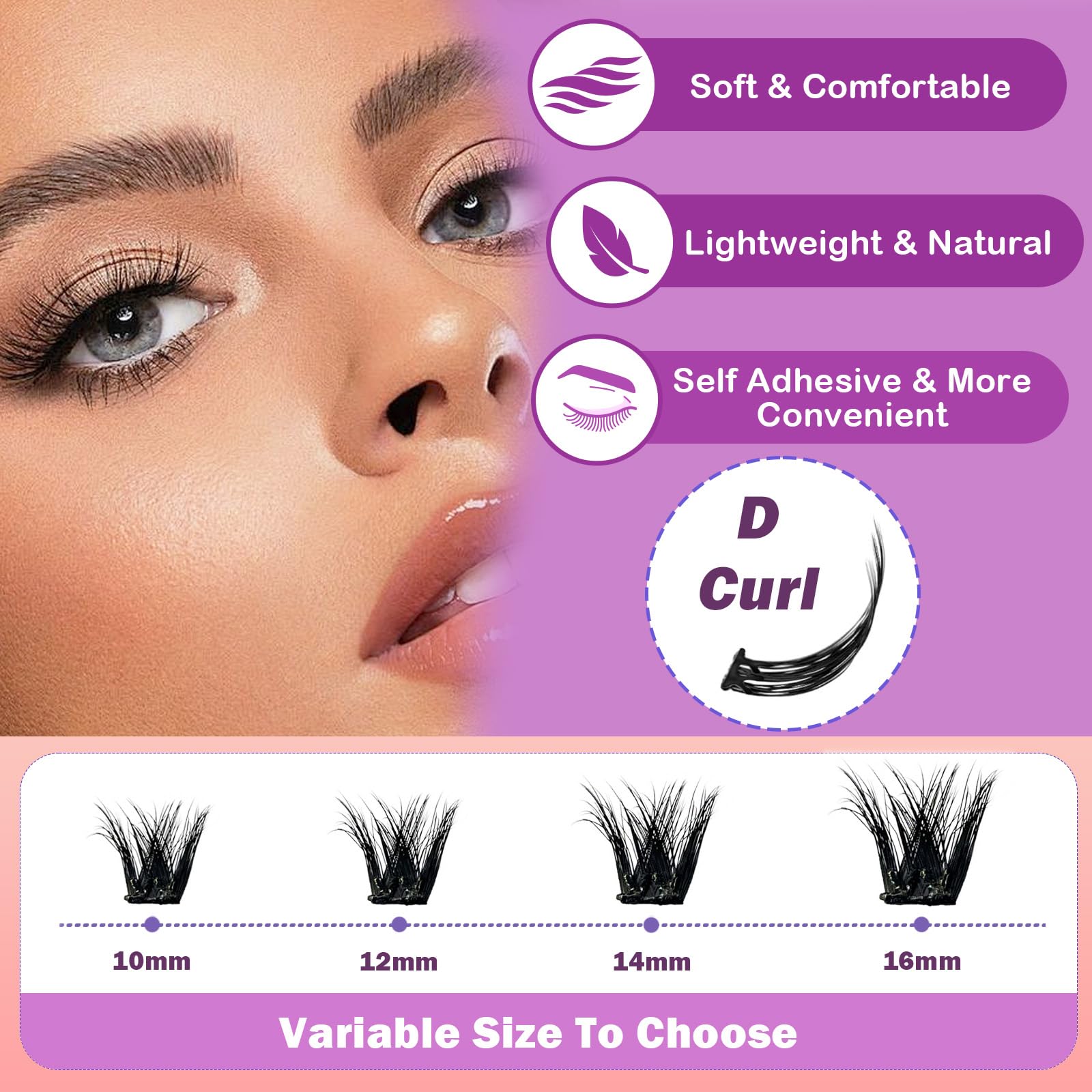 Fablosslashes soft-fluffy lashes on model demonstrates comfortable all-day wear