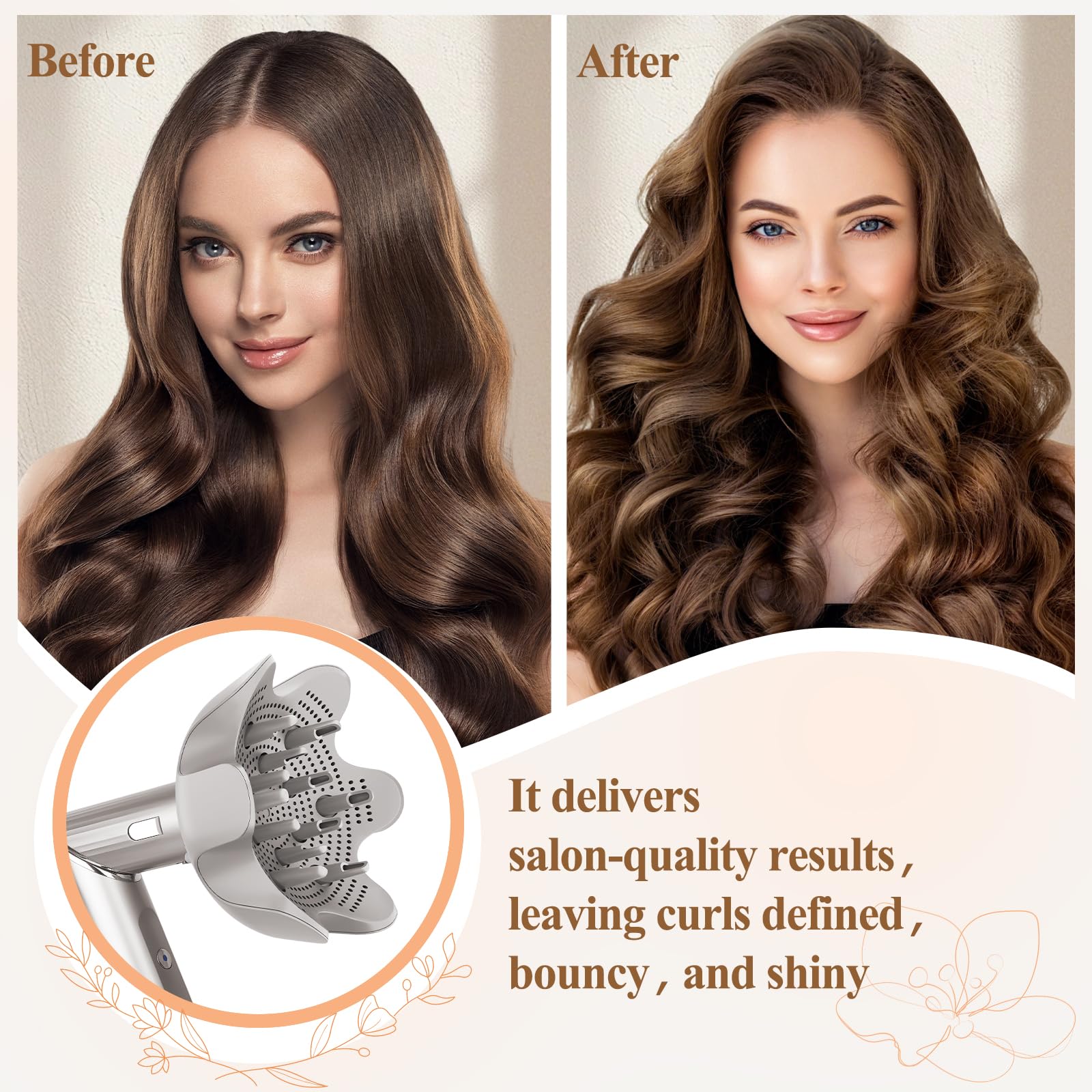 Fabmira snap-on attachment installs in seconds, reducing hand fatigue during styling.
