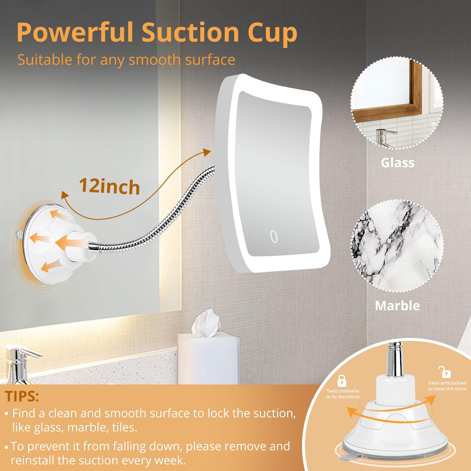 Fabuday easy-lock suction cup base adheres securely to smooth surfaces