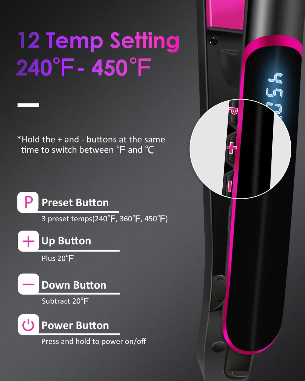 Fabuday flat iron with 12 temperature settings supports versatile styling