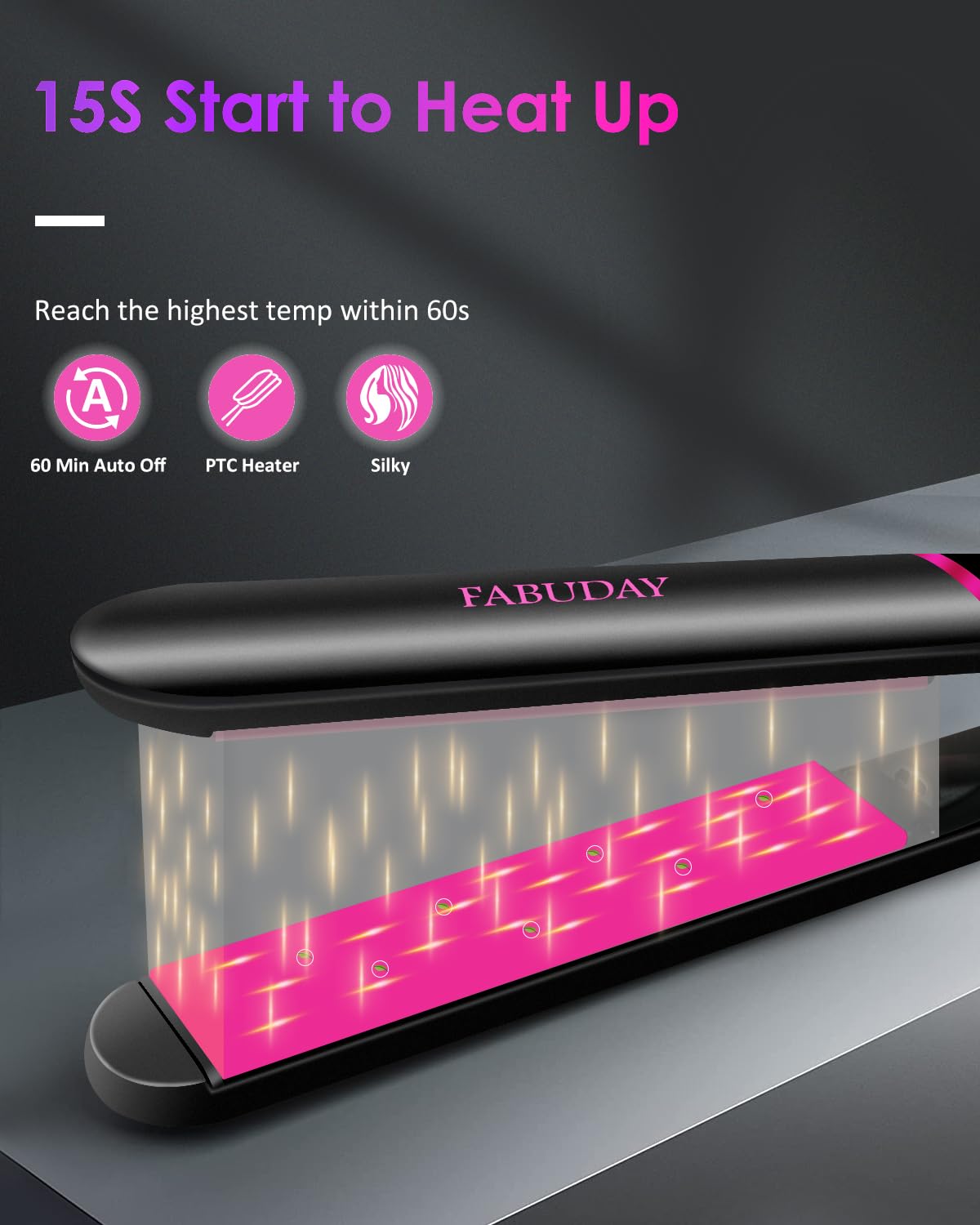Fabuday flat iron auto shut-off enhances safety after use