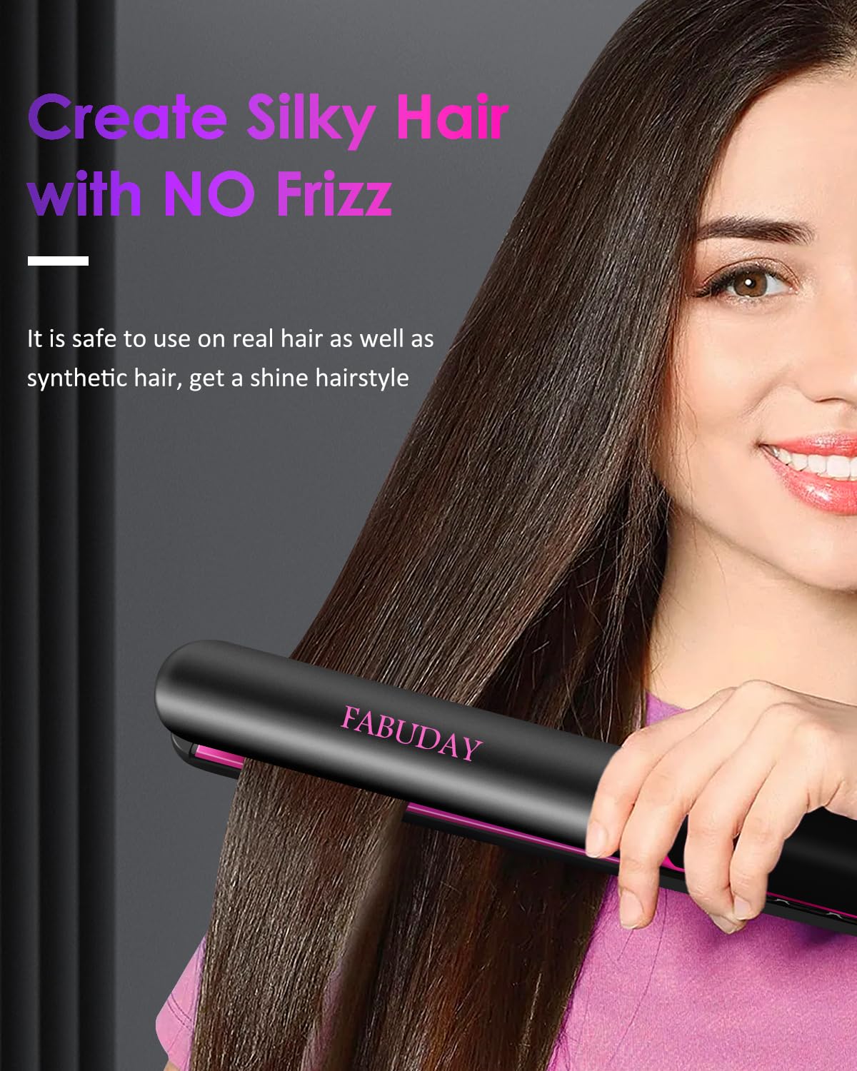 Fabuday flat iron LCD display provides precise temp control during styling