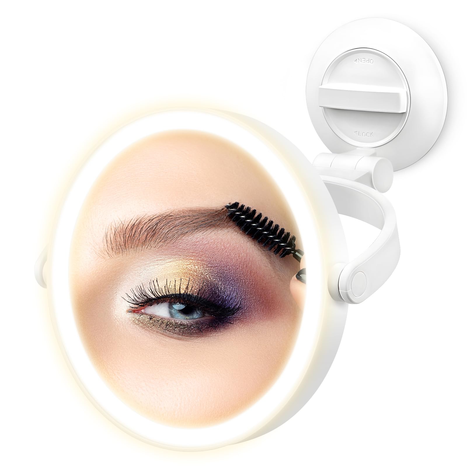 Fabuday wall-mounted mirror showing 1x and 30x magnification for precise makeup checks
