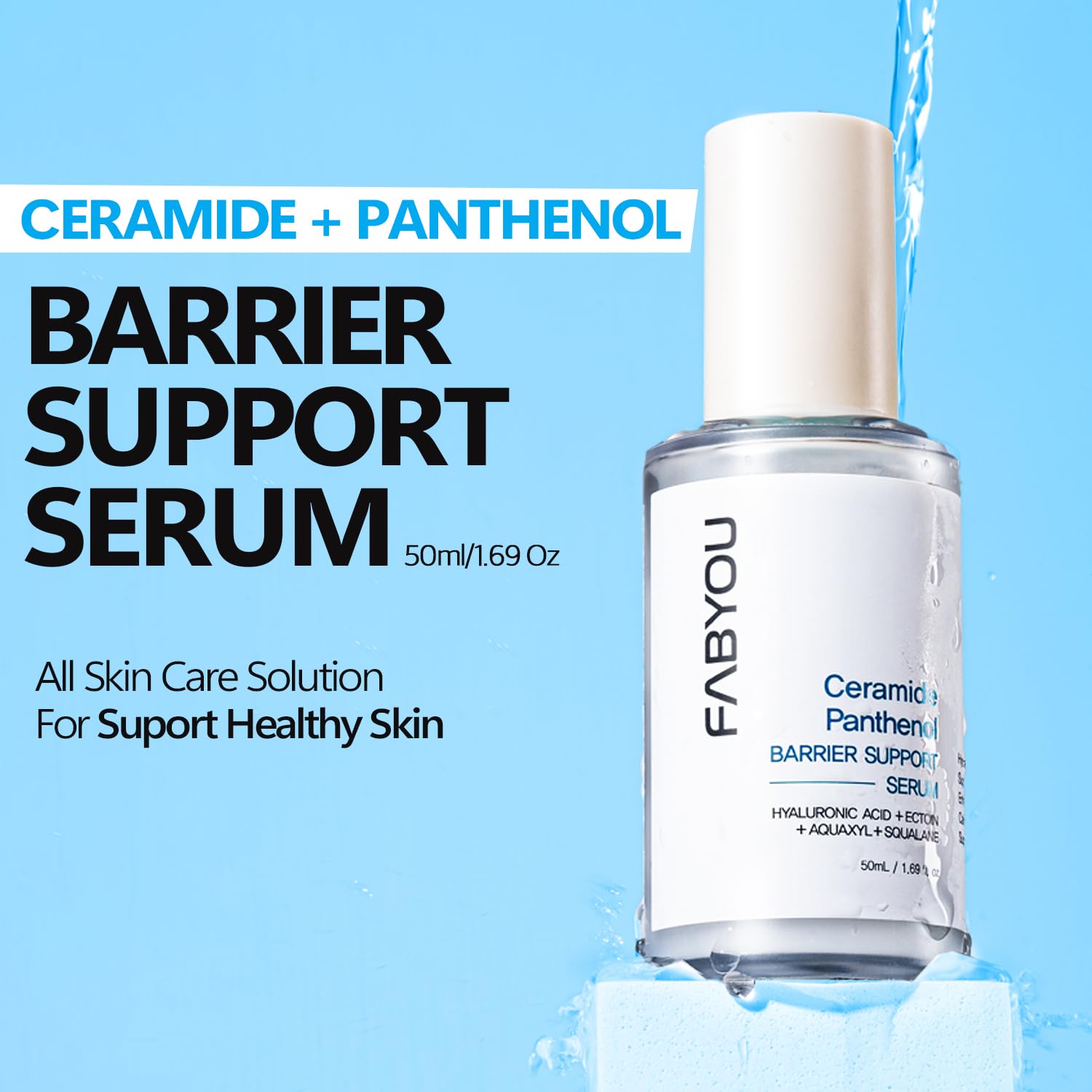 FABYOU ingredients closeup highlights ceramide NP and panthenol benefits.