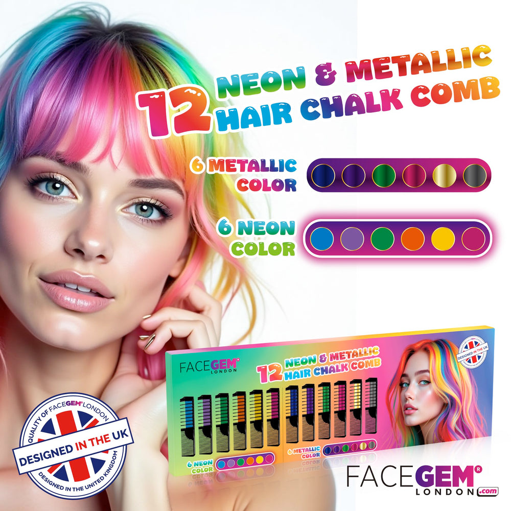 FACEGEM LONDON neon colours swatch showing vibrant pigments for creative styling.