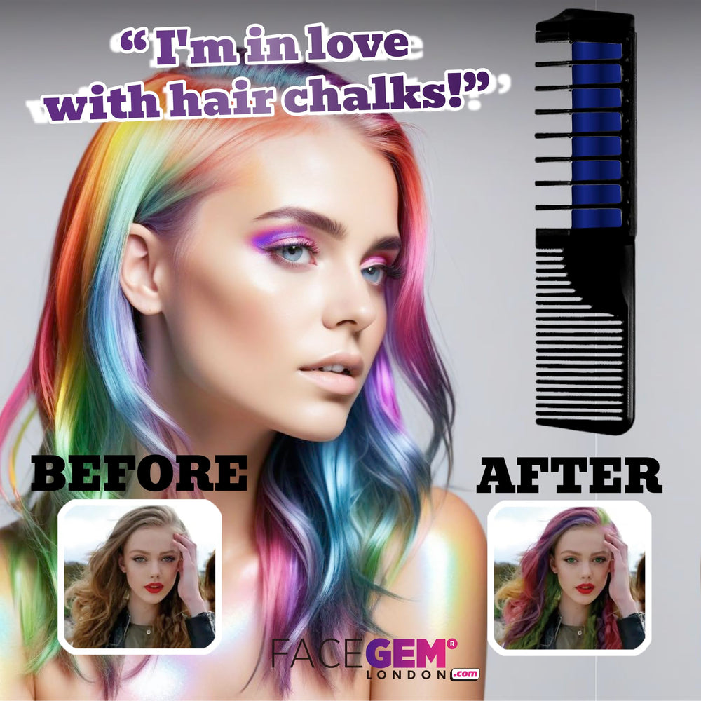 FACEGEM LONDON wash-out feature shows colour removal with shampoo.