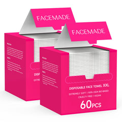FACEMADE XXL face towels-12x12 inches deliver soft, absorbent cleansing for daily skincare.