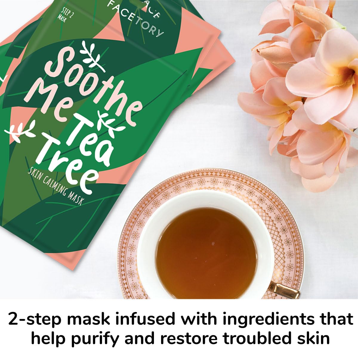 FACETORY 2-step redness relief combines ampoule and mask for smoother complexion.