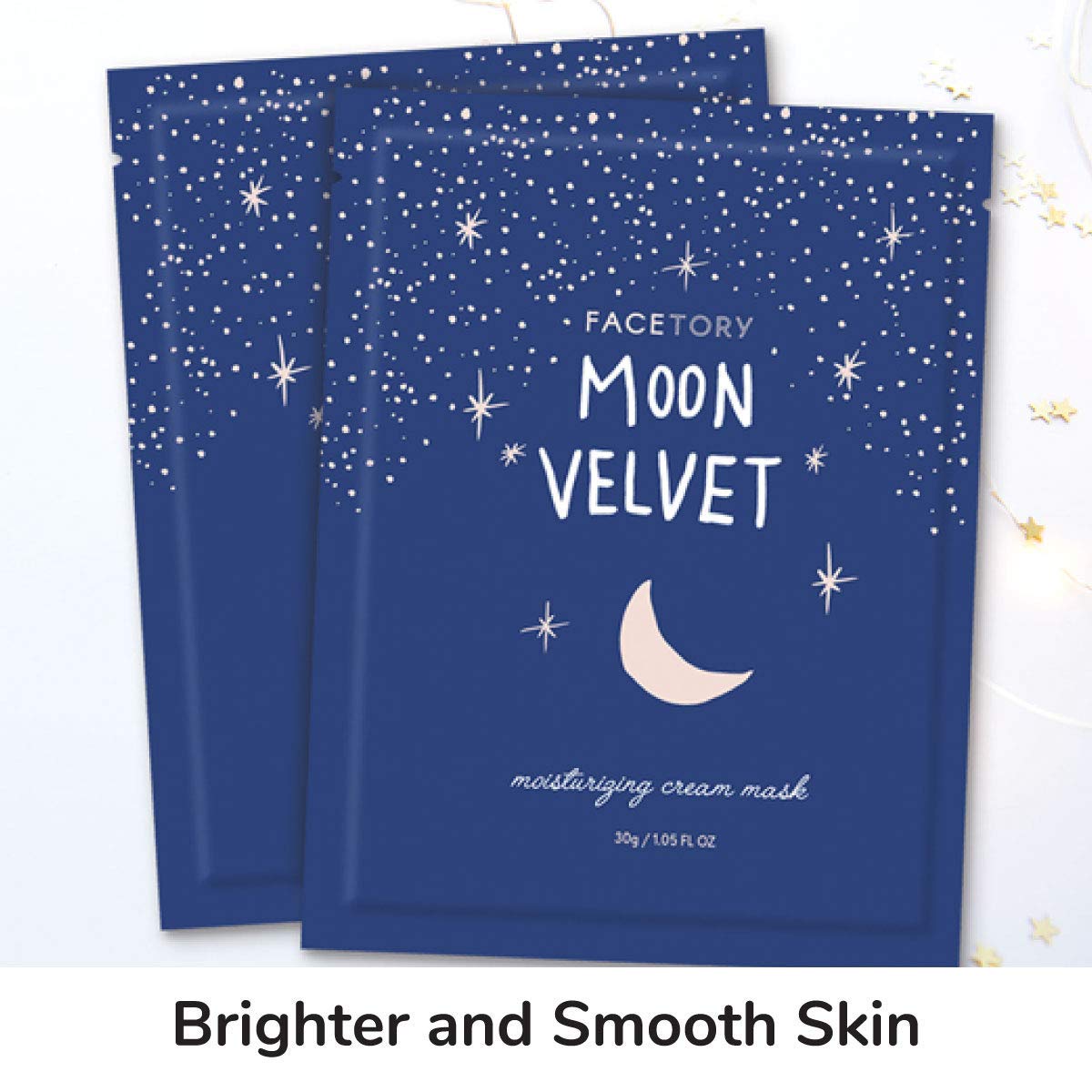 FACETORY Moon Velvet milky essence bottle conveys rich hydration for nighttime routine.