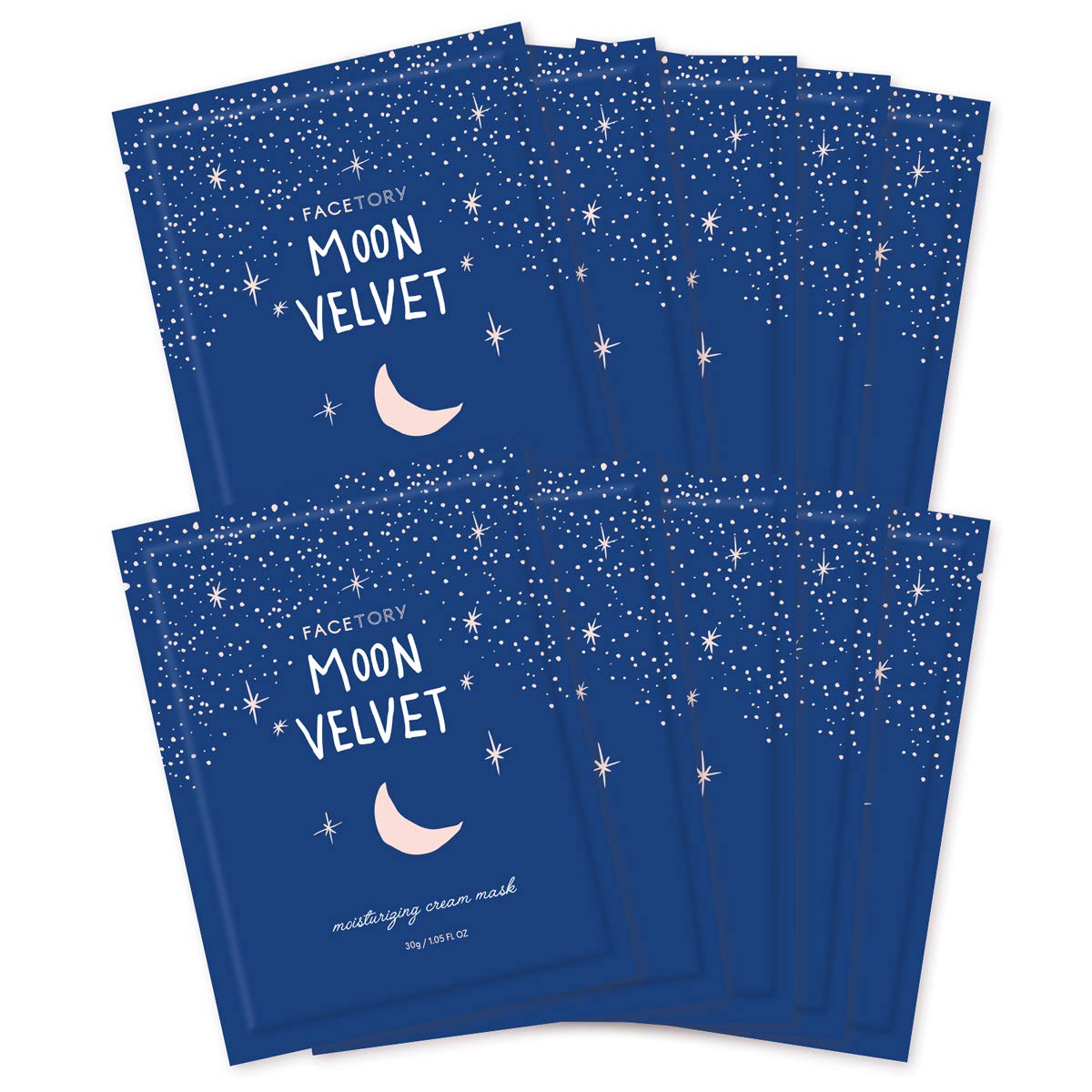 FACETORY Moon Velvet packaging closeup highlighting premium branding and gift-ready presentation.