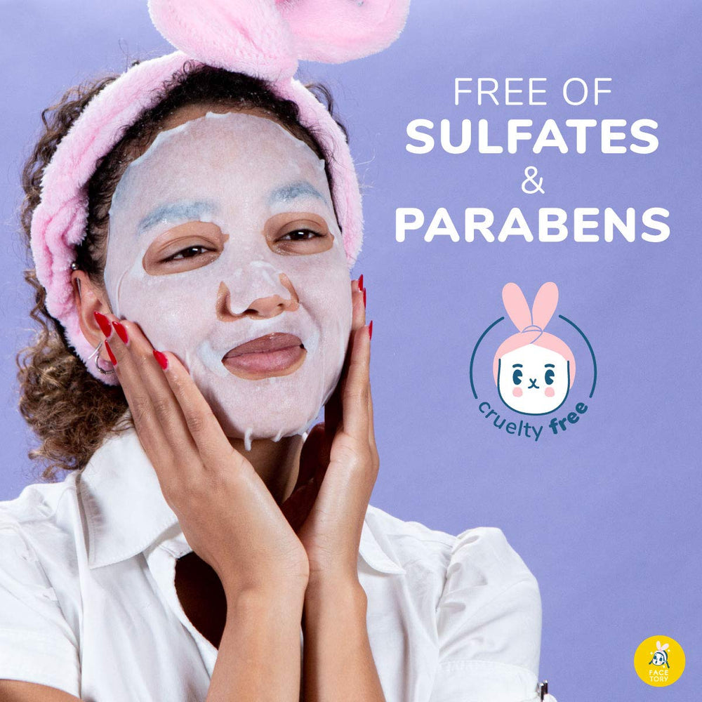 FACETORY seven-mask set demonstrates no sulfates or parabens for a gentler skincare routine.