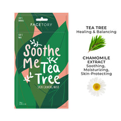 FACETORY Tea Tree Ampoule application preps skin with chamomile and moisture.