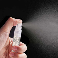 Facewegen pump-to-fill fragrance bottle demonstrating quick, convenient refill.