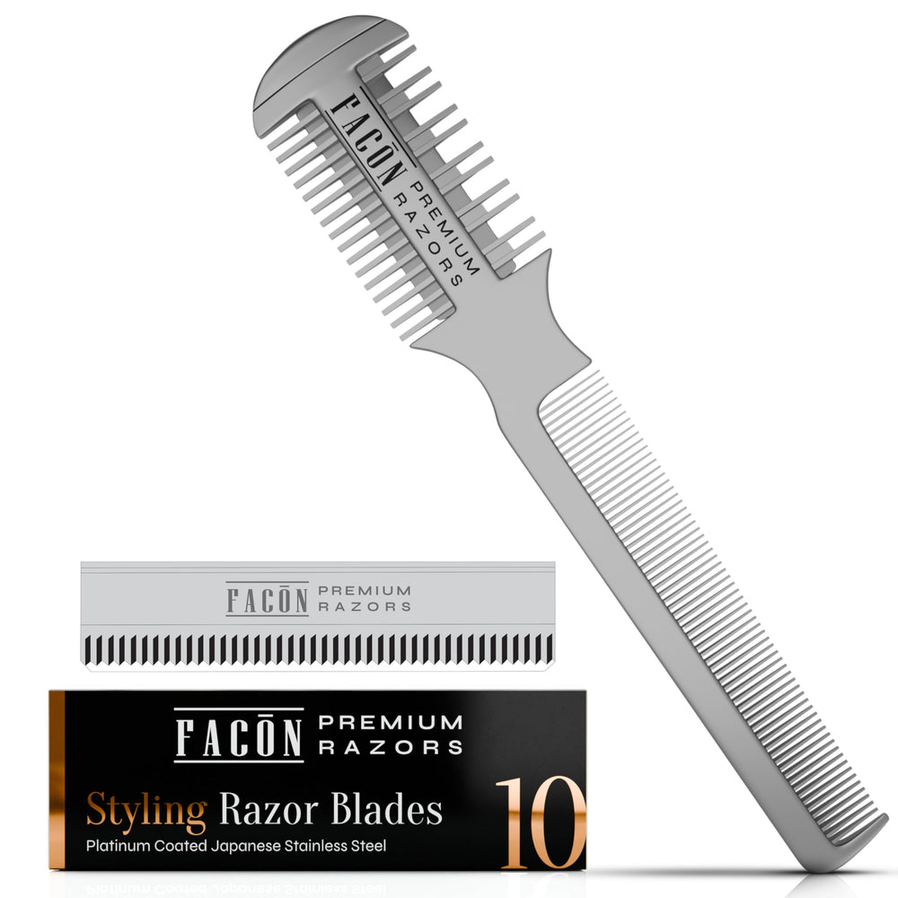 FACON Razor Comb Kit Packaging signals professional-grade tools for salon-quality results