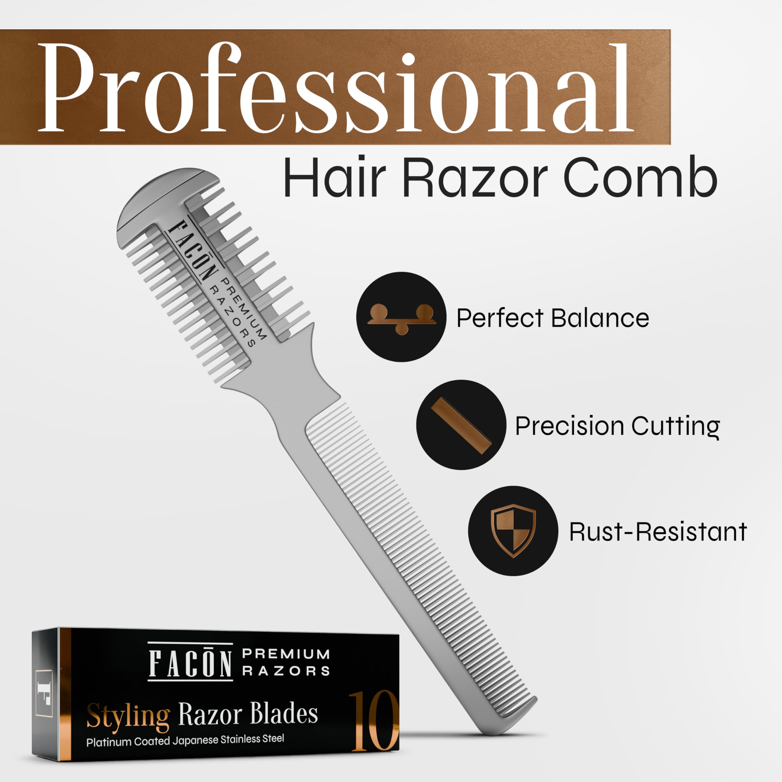 FACON Razor Comb Pro Use shows in-action precision for clean cuts