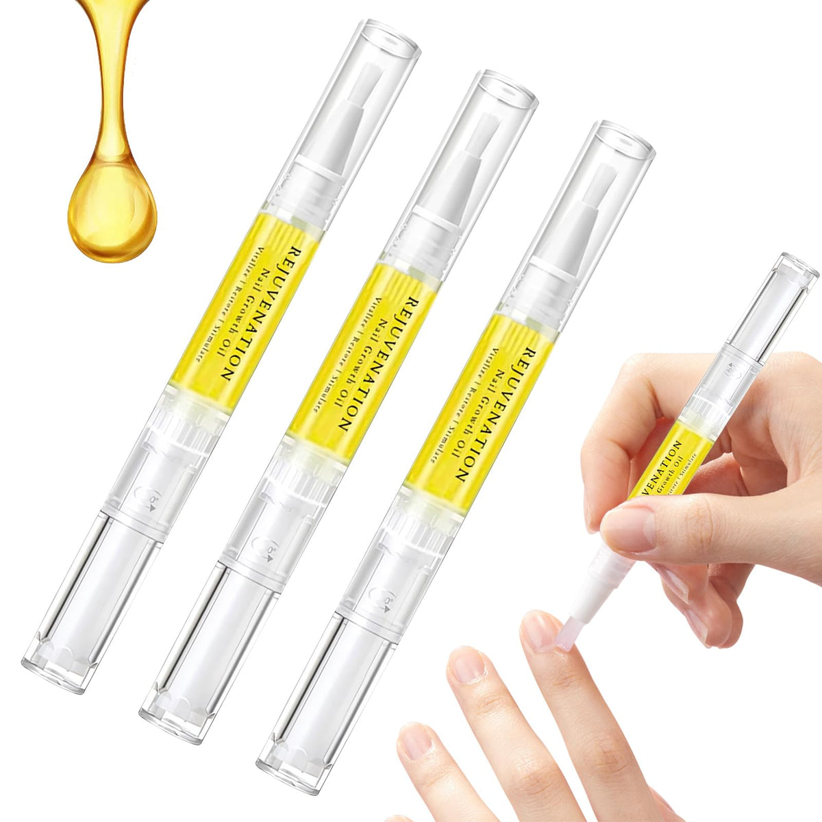 FACISACO Brother Nail Growth Oil tube application showing precise nourishment for nails