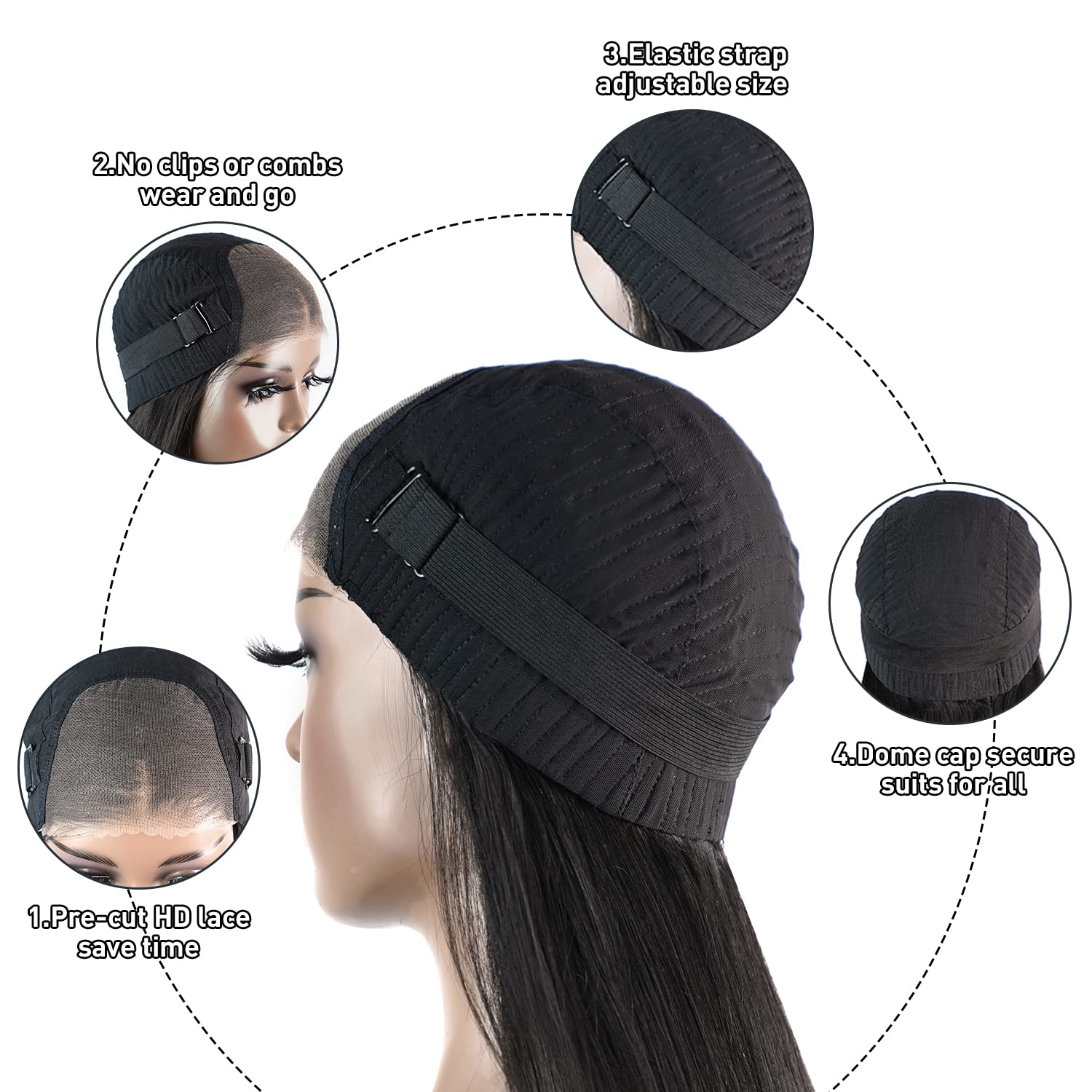 FACMOOD 24-inch straight wig on model illustrates length, shine, and natural fall