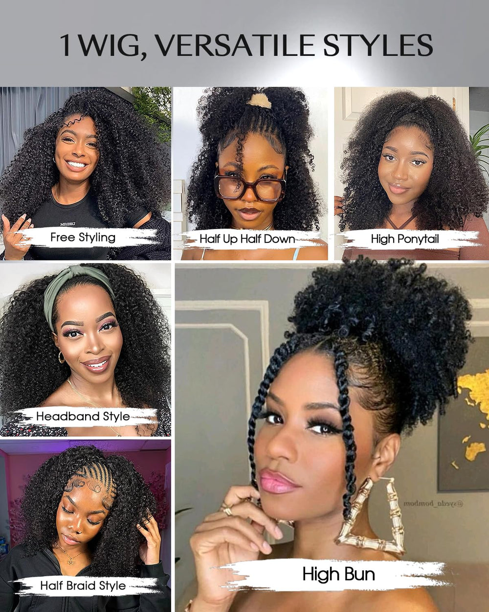 FACMOOD half-up half-down style wig blending with natural hair