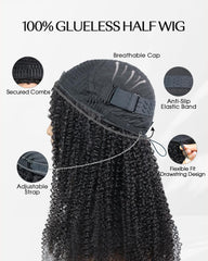 FACMOOD half-wig drawstring adjustment demonstrates easy secure fit