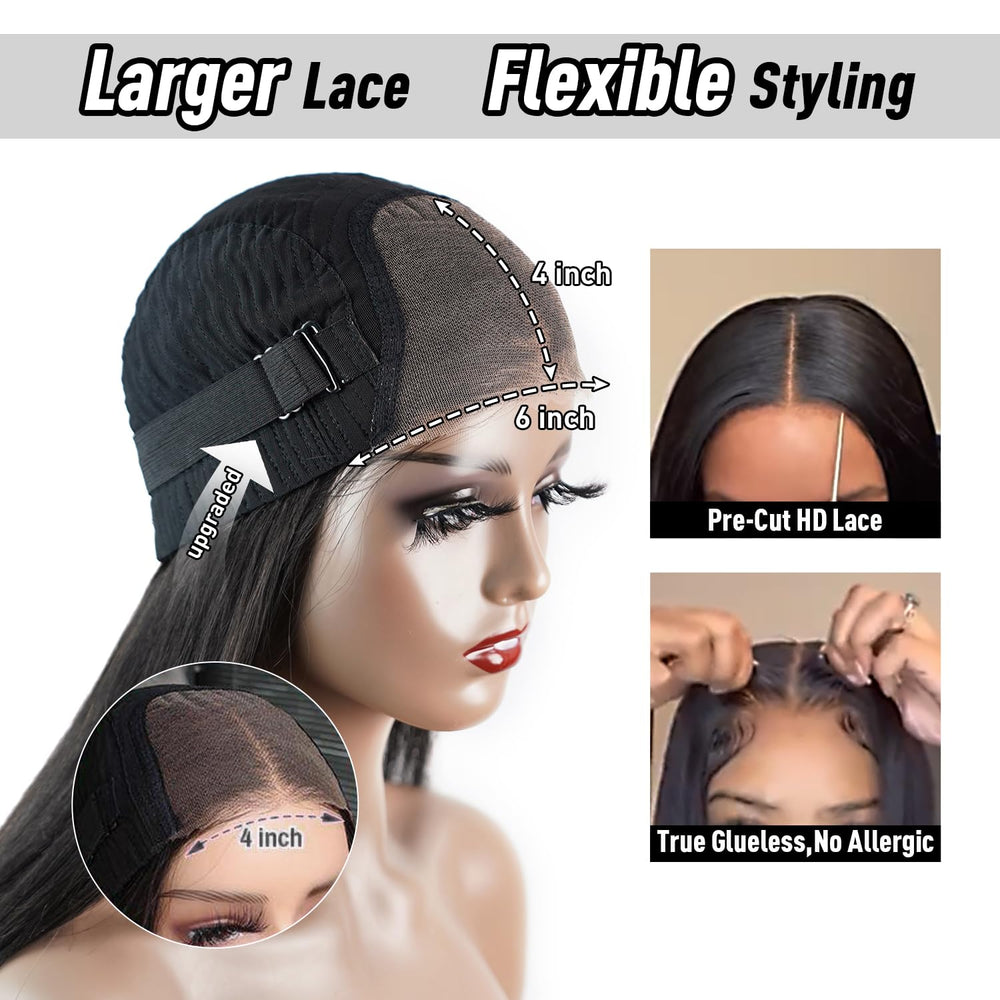 FACMOOD pre-cut lace-front close-up shows ready-to-wear smooth hairline