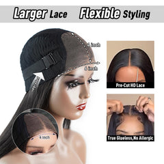 FACMOOD pre-cut lace-front close-up shows ready-to-wear smooth hairline