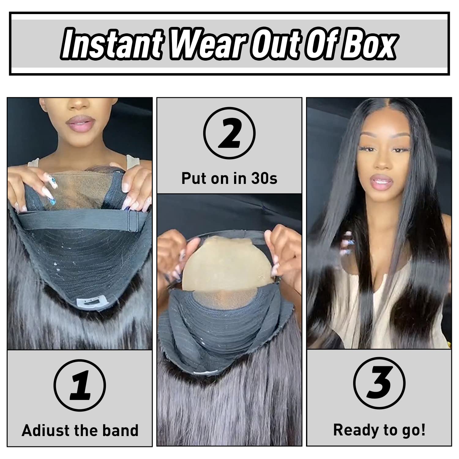 FACMOOD wear-and-go glueless cap interior shows comfortable stretch for all-day confidence