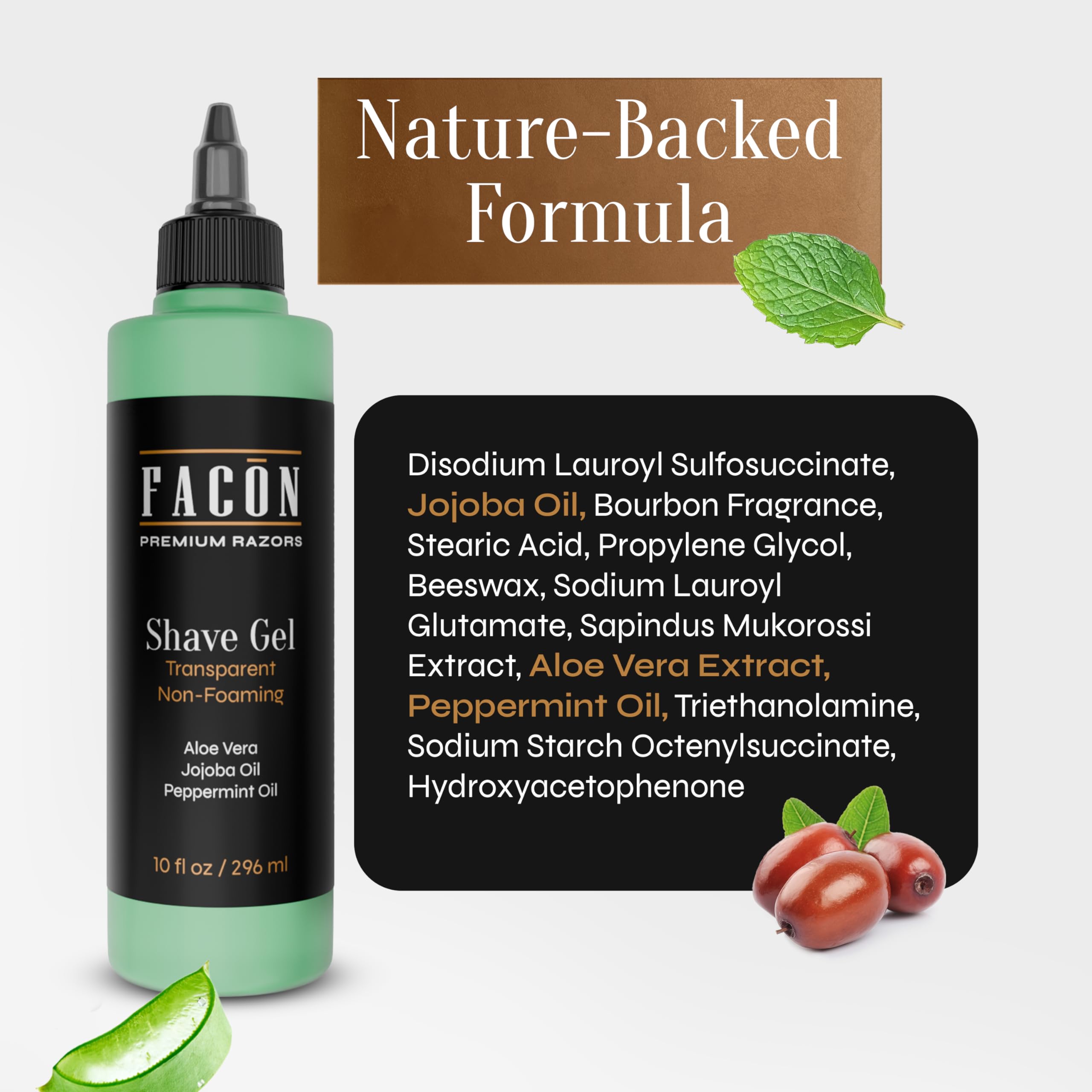 FACON cruelty-free logo close-up signals ethical grooming choice.