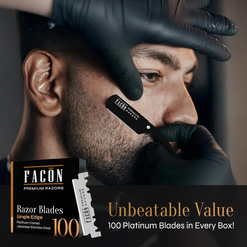 FACON Cuchilla recta en acero inoxidable para afeitado preciso