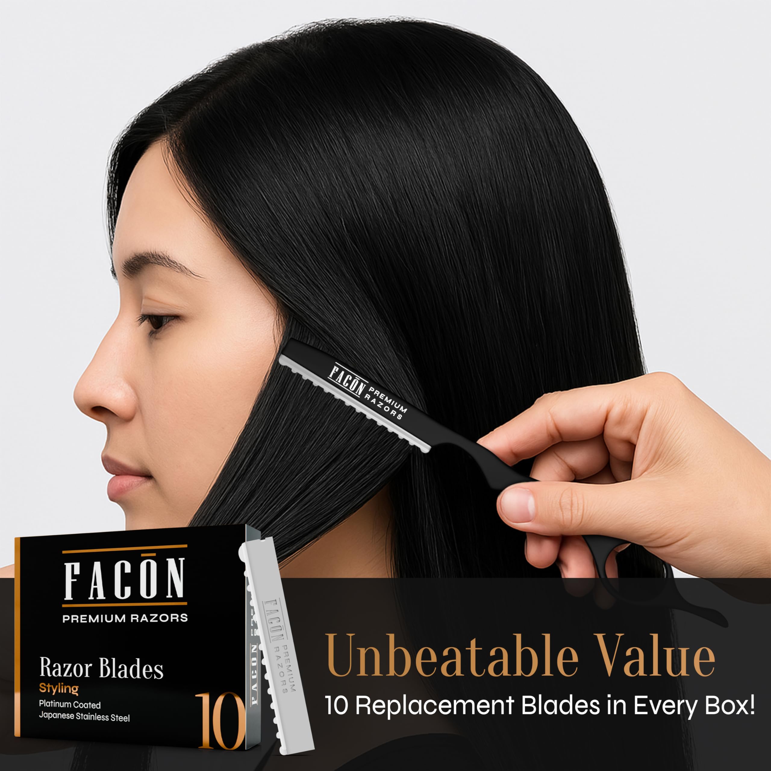 FACON Faether Razor layer tool makes clean layers easy for salon-quality results.