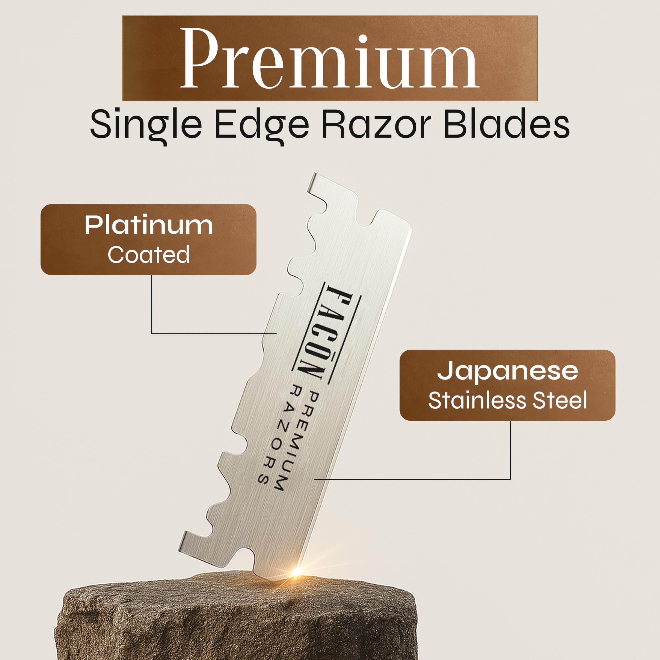 FACON blades individually wrapped for clean and convenient storage