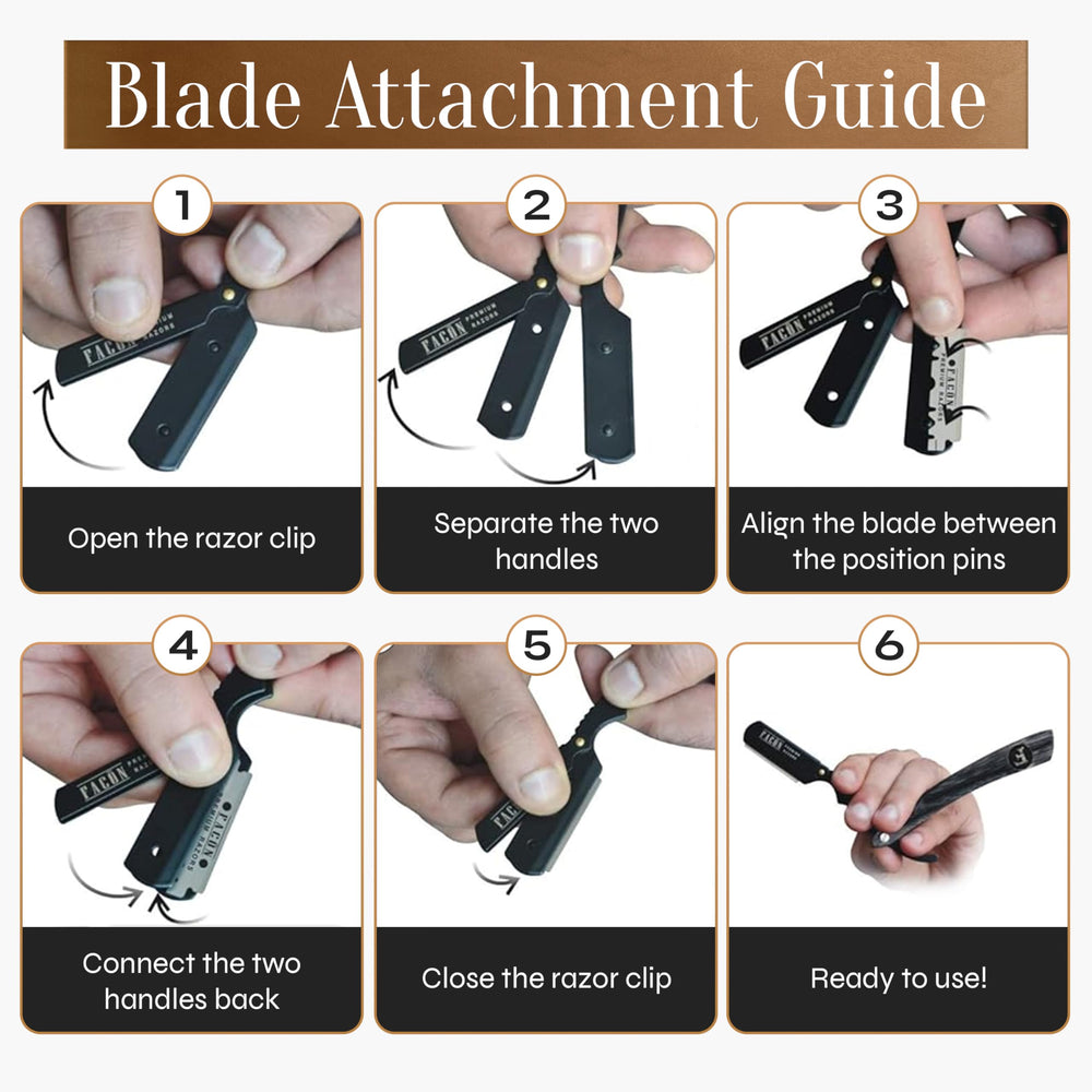 FACON razor in use on face showing clean line precision.