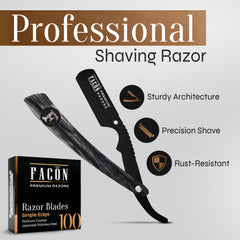 FACON straight razor 100 blades pack for long-lasting sharpness.