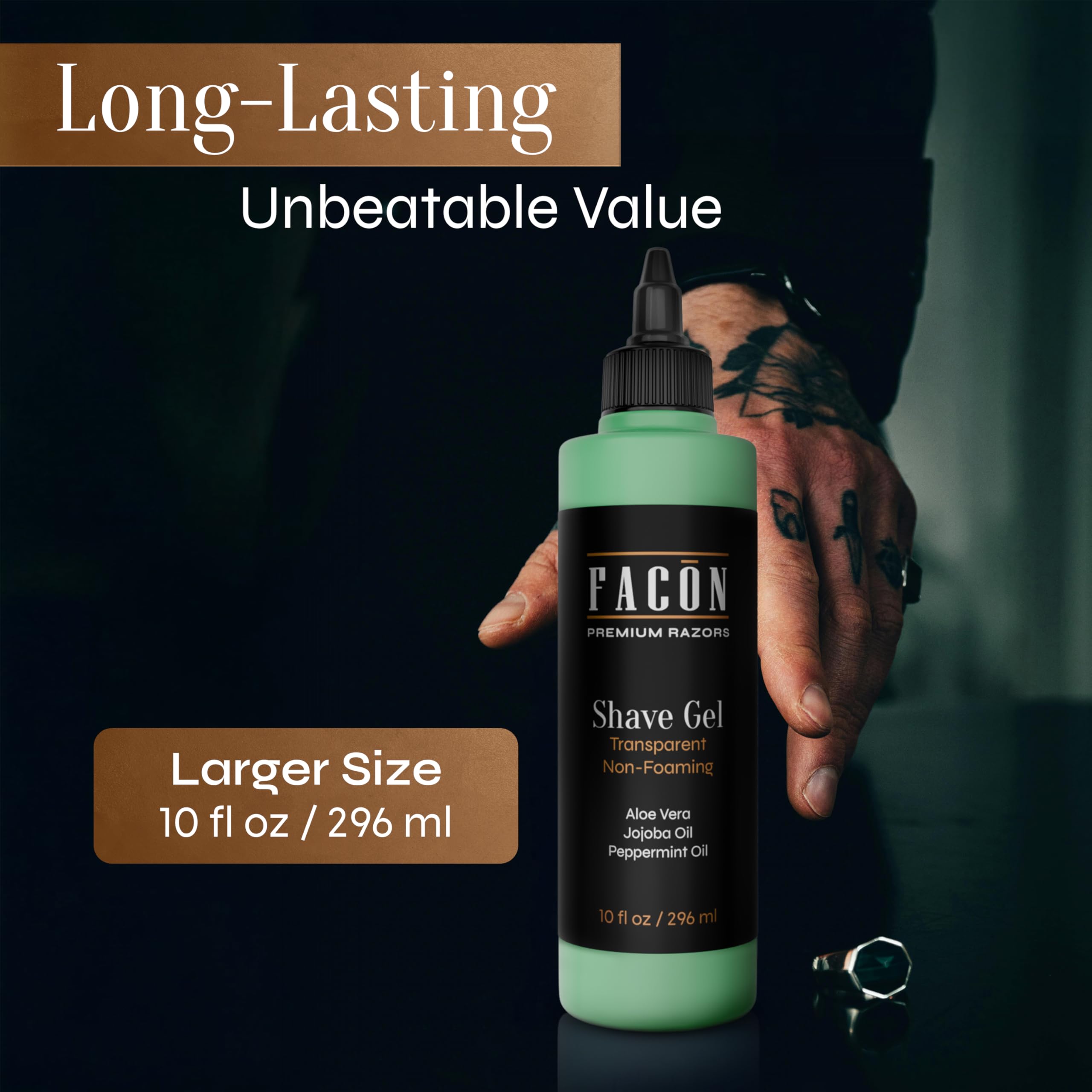 FACON straight-razor compatibility graphic demonstrates precise control.