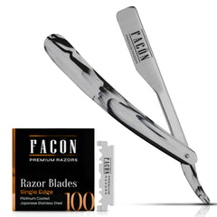 FACON straight razor with ergonomic grip for precise control during grooming.