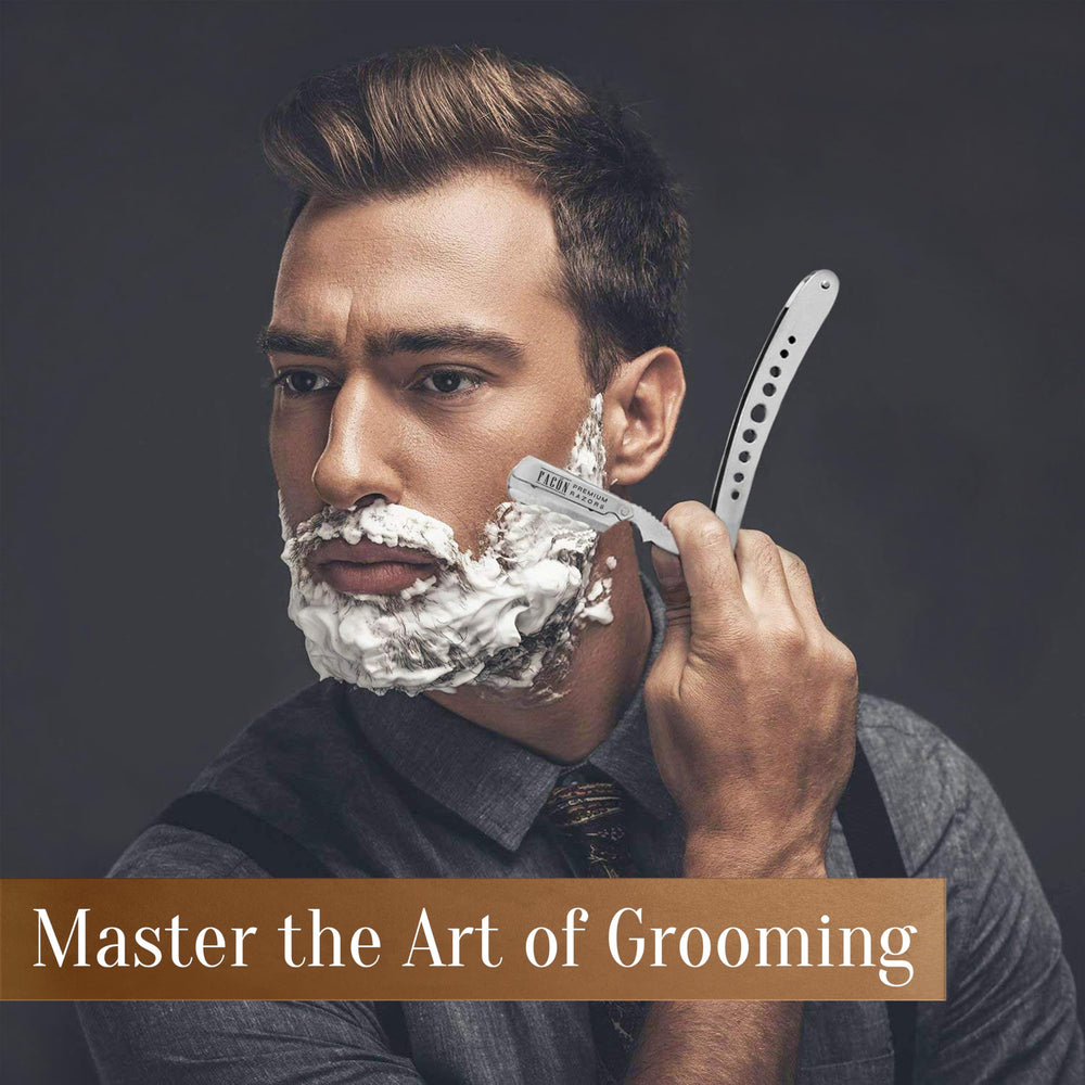 FACON straight razor kit includes 100 platinum blades for long-term use.
