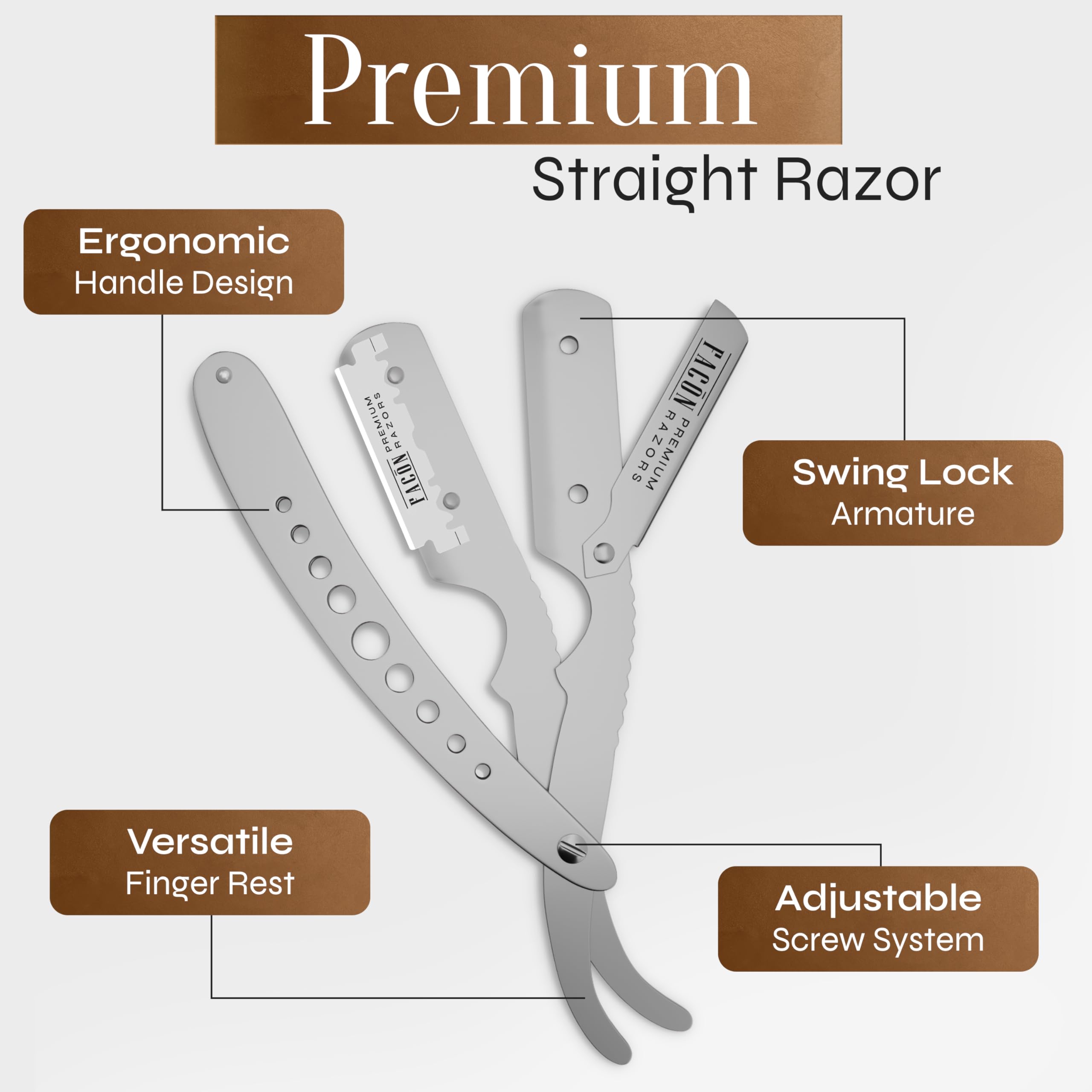 FACON straight razor enables barber-grade precision for precise edges.