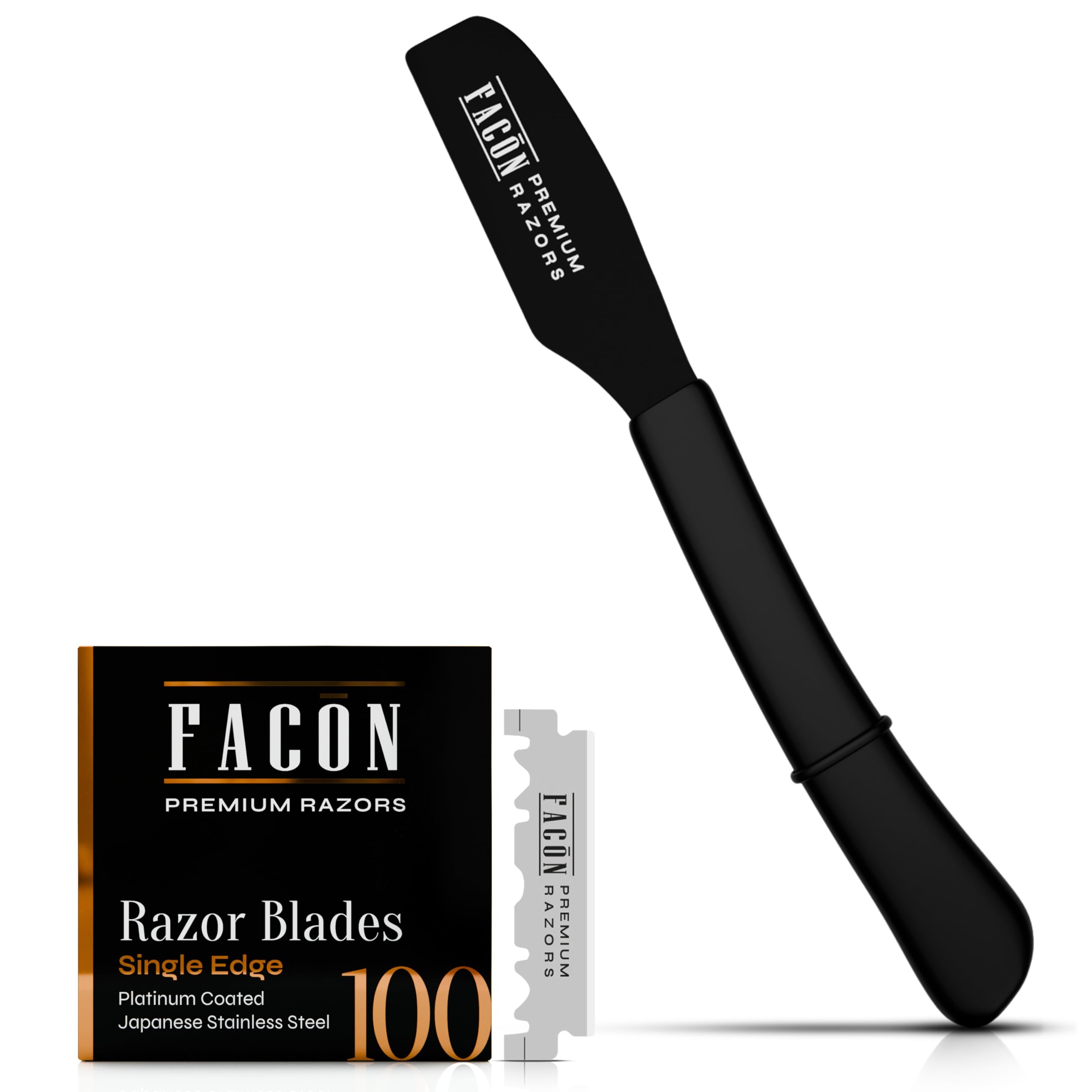 FACON straight razor kit cover—premium grooming setup for a professional home shave.
