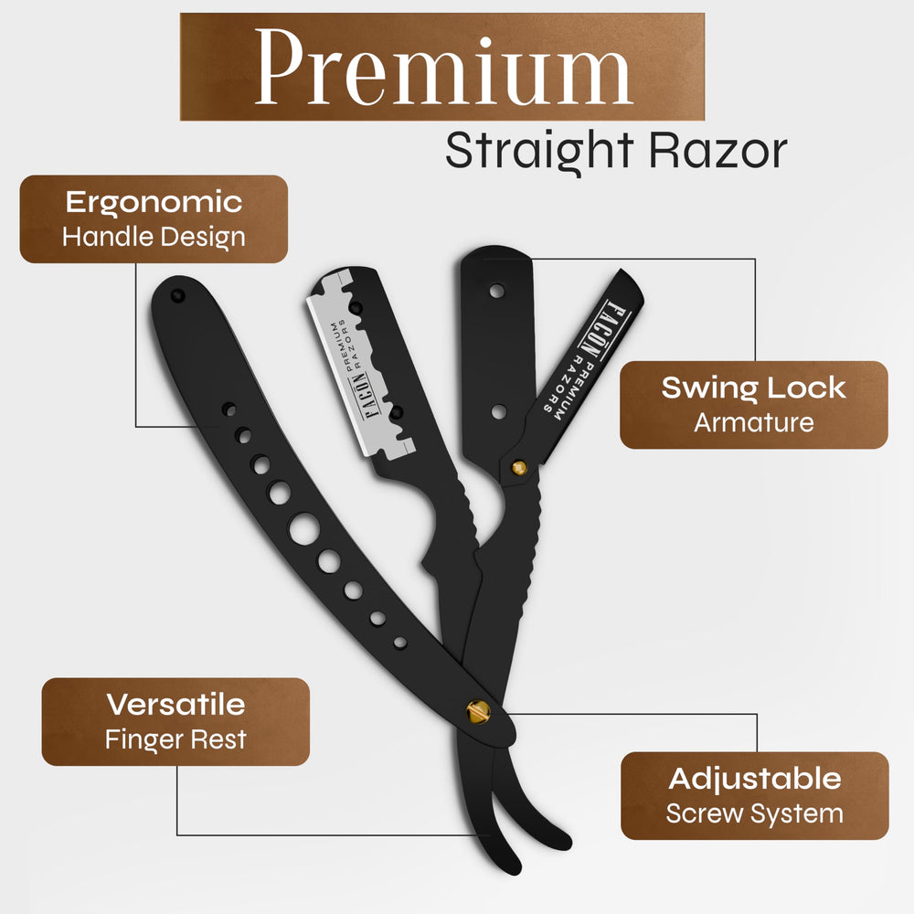 FACON straight razor professional grooming setup with premium finish and reliable performance.