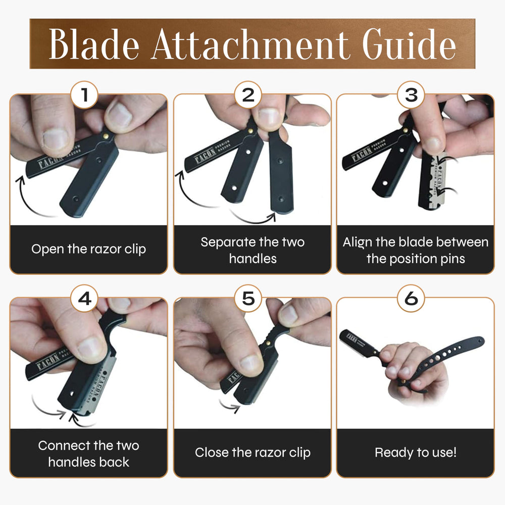FACON straight razor quality finish close-up signaling durable craftsmanship for daily use.