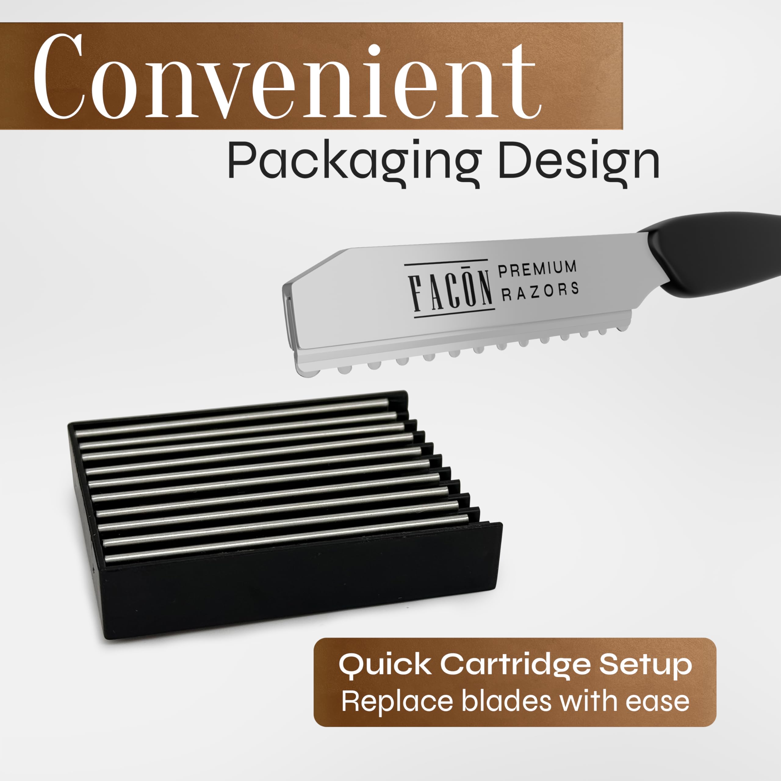 FACON styling razor combs compatibility image shows seamless fit for thinning and texturizing.