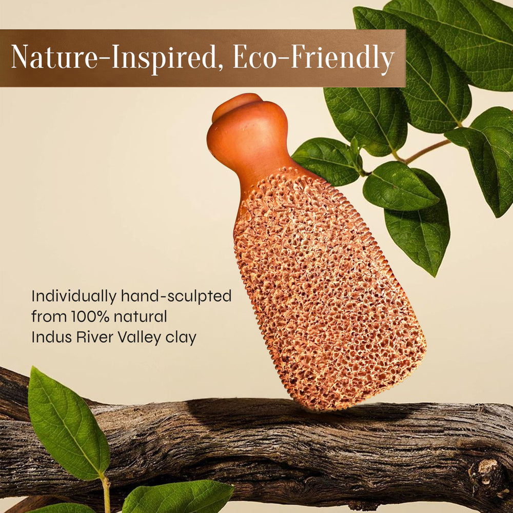 FACON terra-cotta pumice stone packaging showcasing eco-friendly artisan-made product