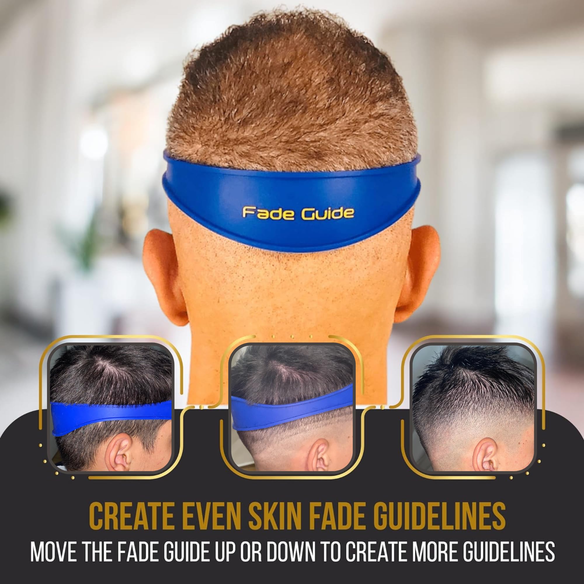 Fade Guide curved template side view demonstrates dual curves for consistent low to mid fades.