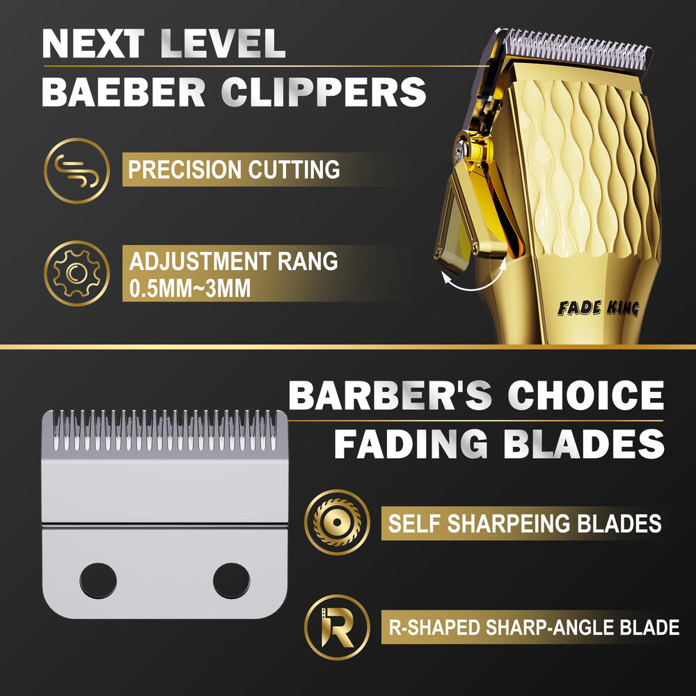 FADEKING cordless barber clippers with LED display offer precise length control for fades.